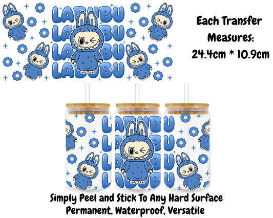 Blue Fluffy Monster - 16oz UV DTF Transfer