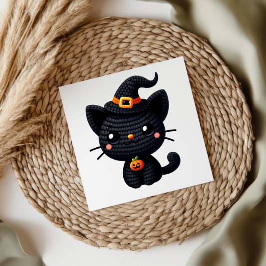 Knitted Style Black Cat UV DTF Decal