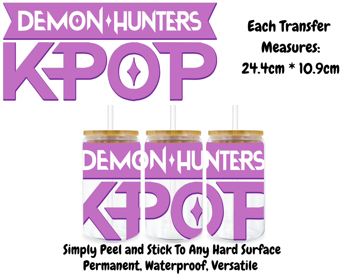 KPop Demon Hunters Logo - 16oz UV DTF Transfer