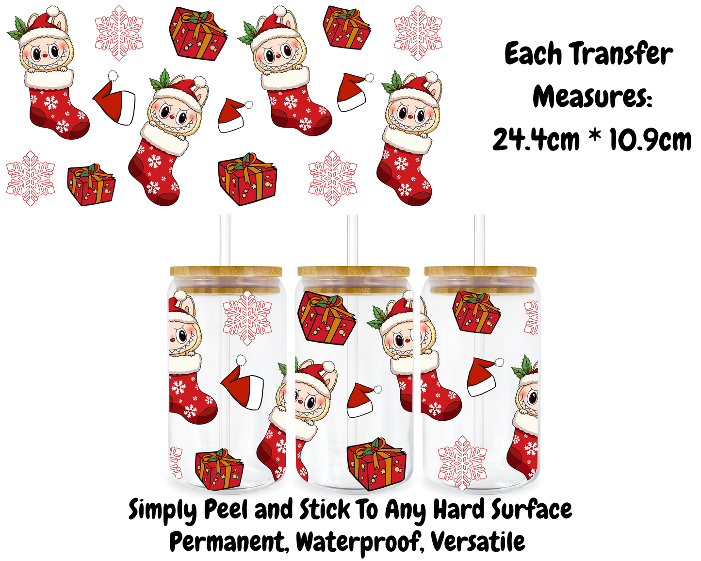 Fluffy Monster Christmas Stockings - 16oz UV DTF Transfer