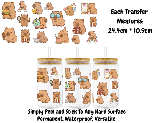Capybara Collage - 16oz UV DTF Transfer