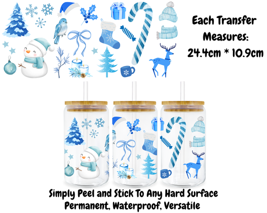 Blue Christmas - 16oz UV DTF Transfer