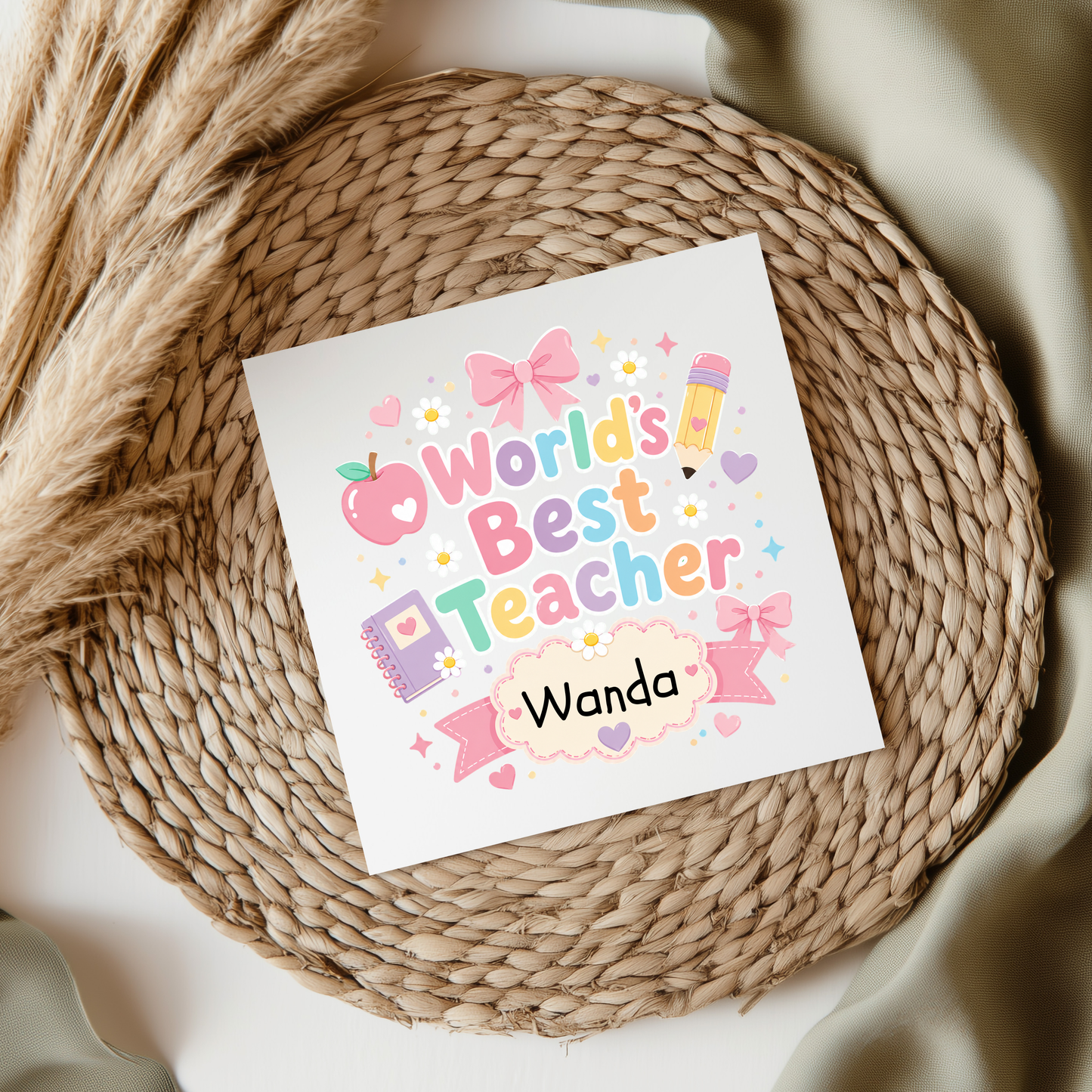 Custom Name World's Best Teacher UVDTF Transfer