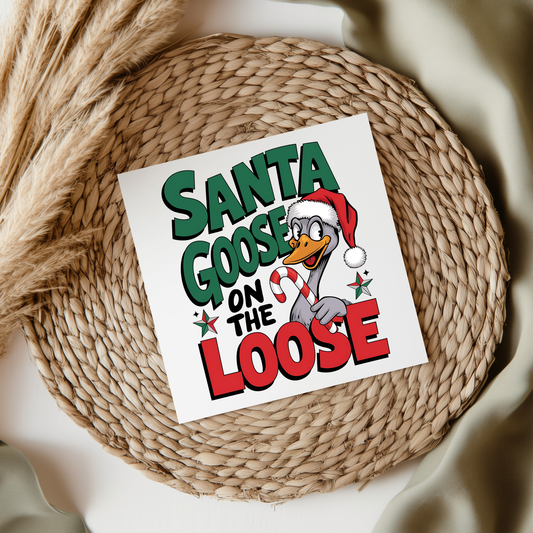 Santa Goose On The Loose UVDTF Transfer