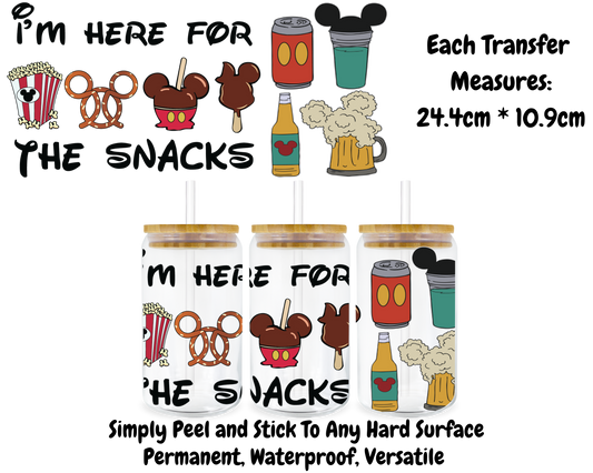 I'm Here For The Snacks - 16oz UV DTF Transfer