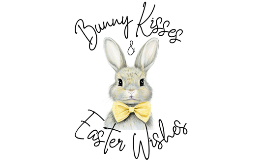 Bunny Kisses & Easter Wishes (Yellow) - 6cm UVDTF decal