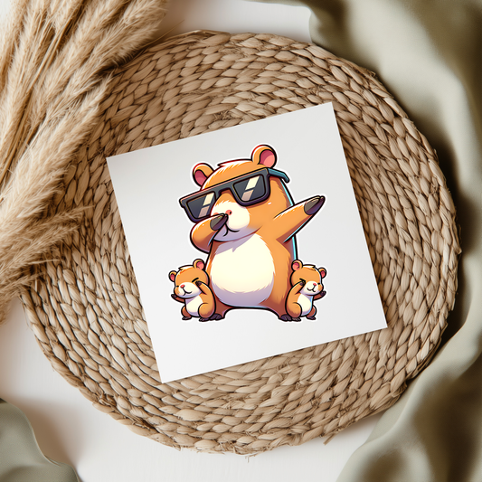 Sunglasses Dabbing Capybara UVDTF Transfer