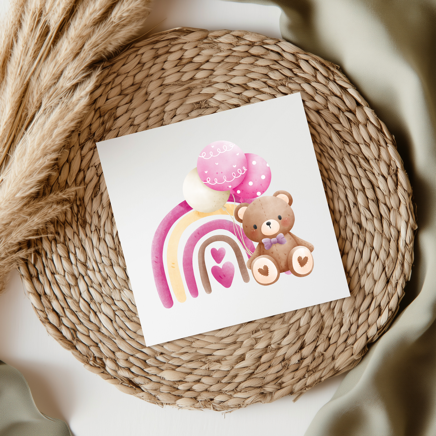 Pink Bear Rainbow UVDTF Transfer