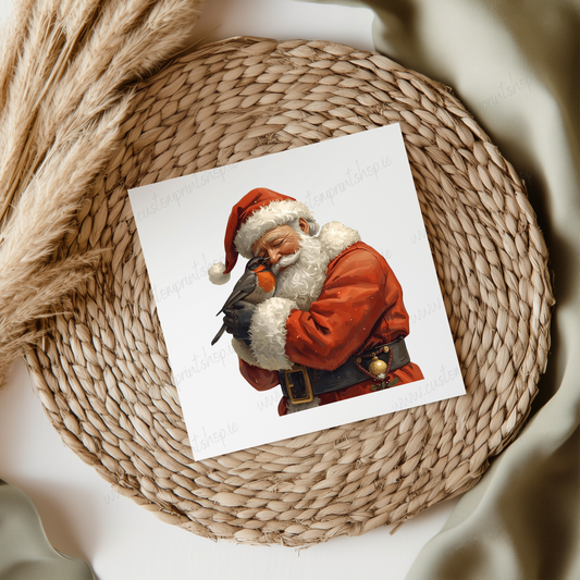 Santa Hugging Robin UVDTF Transfer