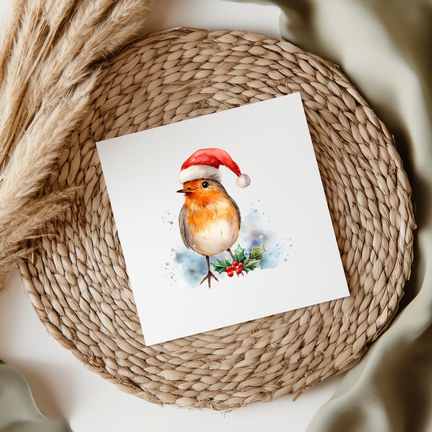 Robin With Christmas Hat UVDTF Transfer
