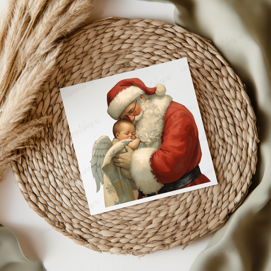 Santa Hugging Angel Baby UVDTF Transfer