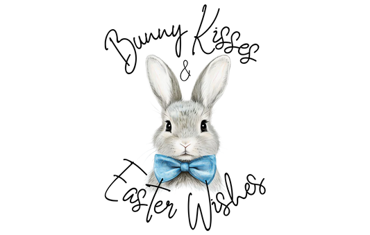Bunny Kisses & Easter Wishes (Blue) - 6cm UVDTF decal