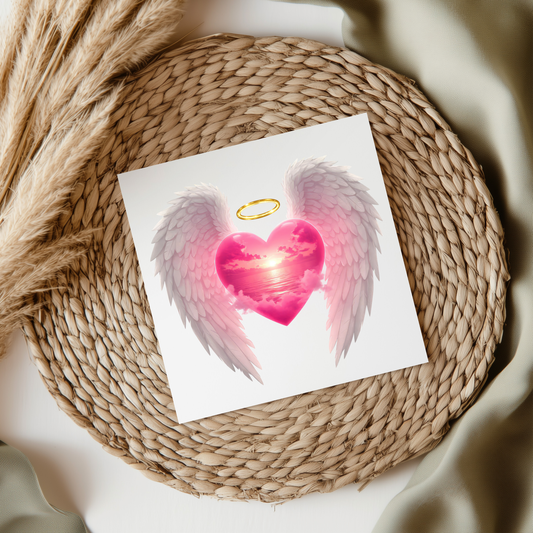 Pink Heaven Heart Angel Wings UVDTF Transfer