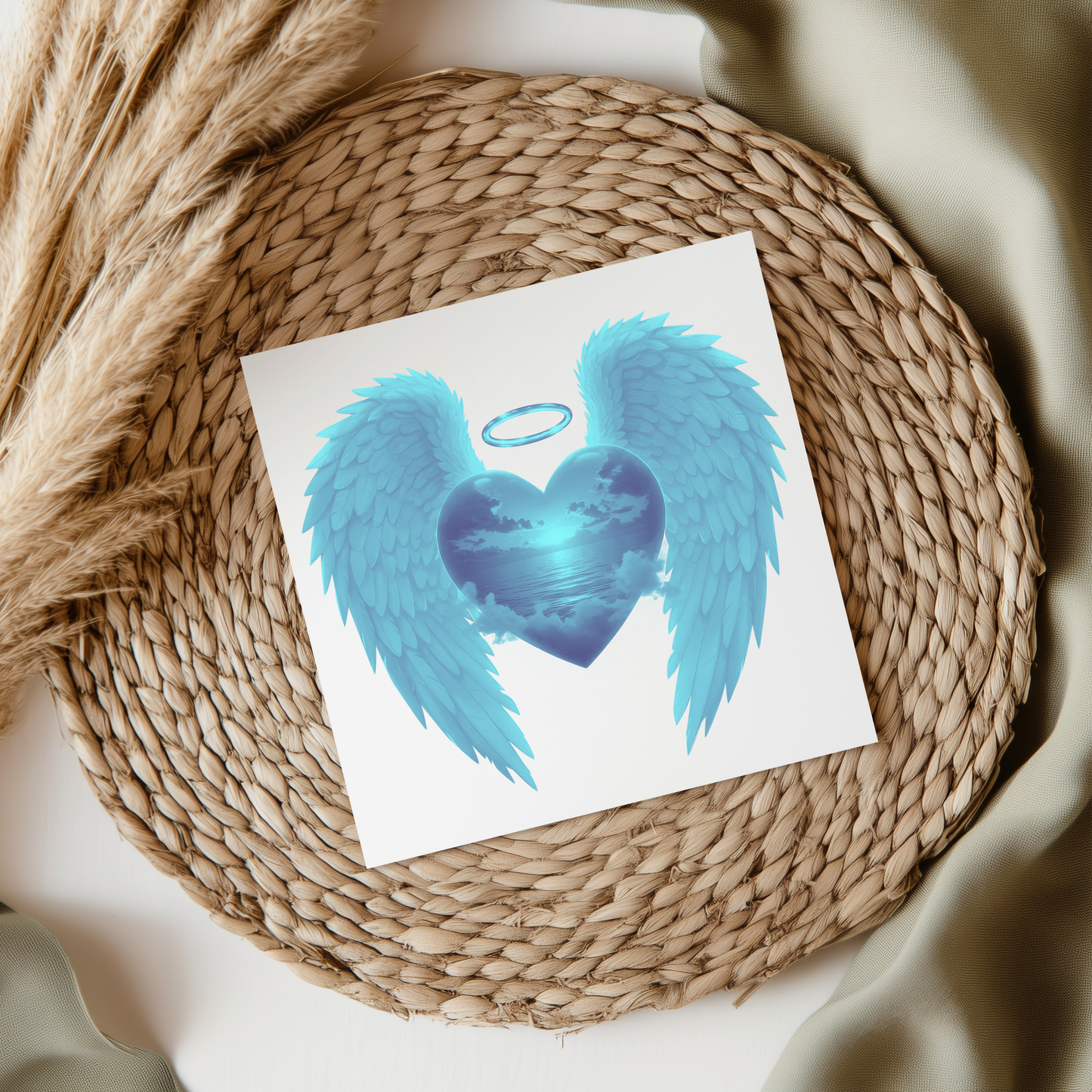 Blue Heaven Heart Angel Wings UVDTF Transfer