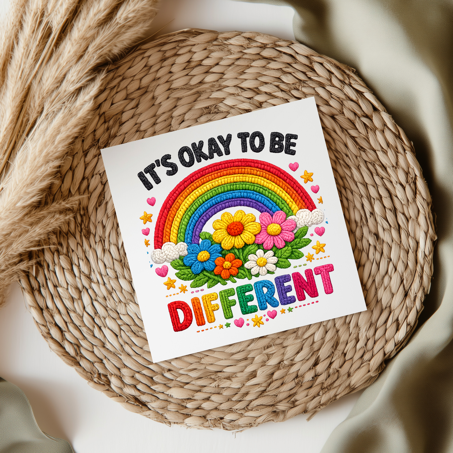 It's OKAY To Be Different (Faux Embroidery Style) UVDTF Transfer