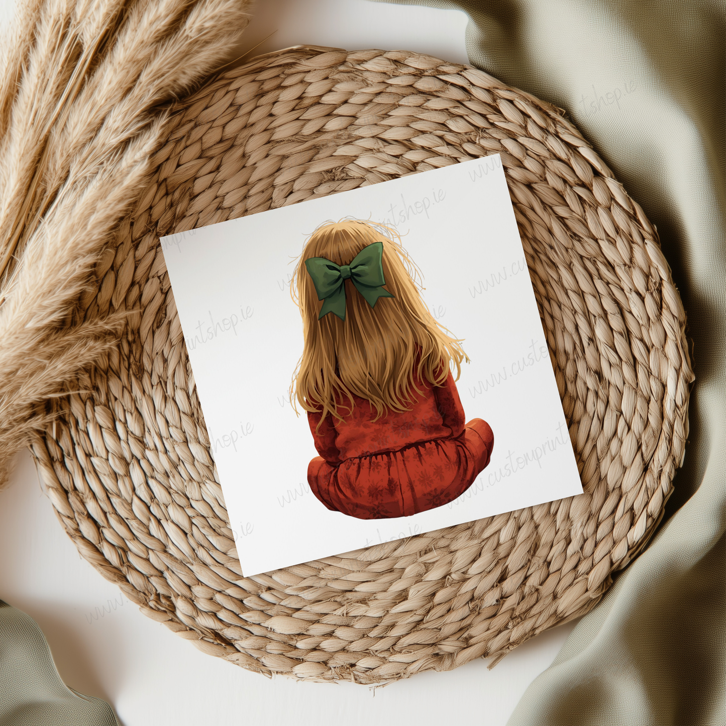 Christmas Pyjamas Girl Light Hair UVDTF Transfer