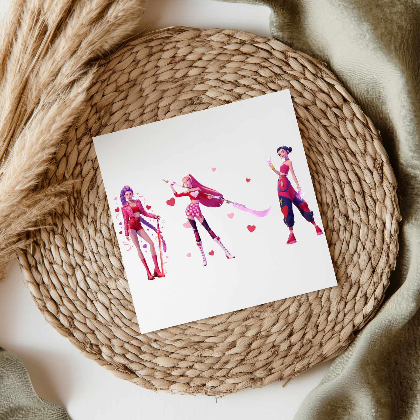 Red Heart Kpop Characters UV DTF Decal