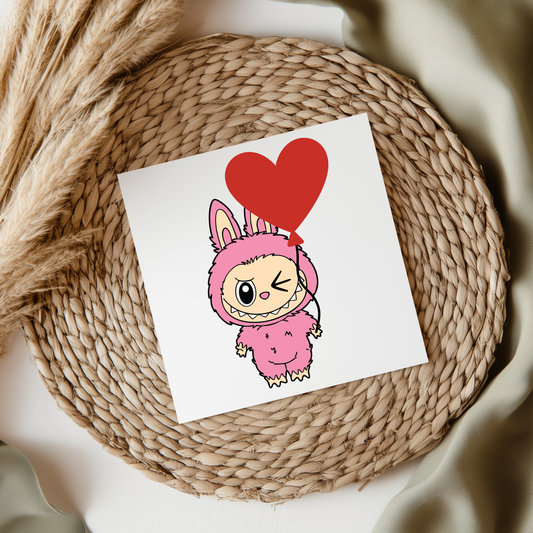 Fluffy Monster Heart UV DTF Transfer