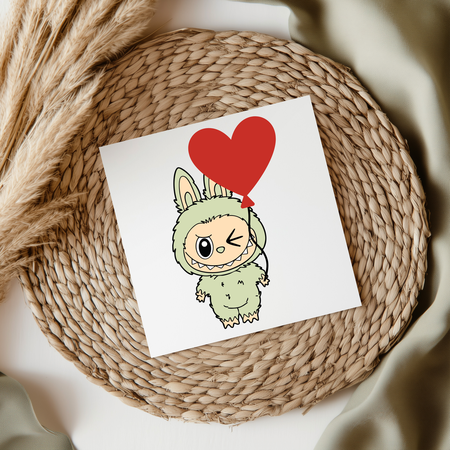 Fluffy Monster Heart UV DTF Transfer