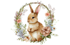 Floral Wreath Bunny - 6cm UVDTF decal