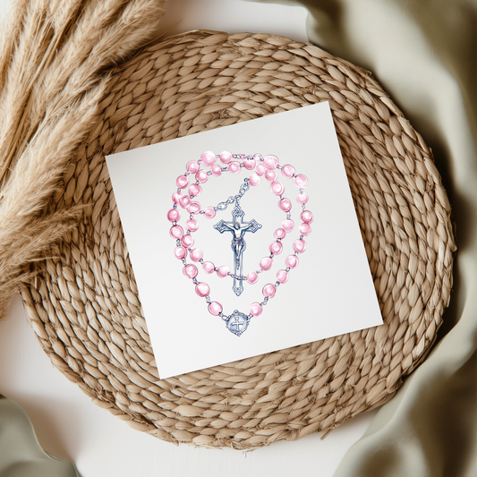 Rosary Beads PINK Communion/Confirmation UV DTF Decal