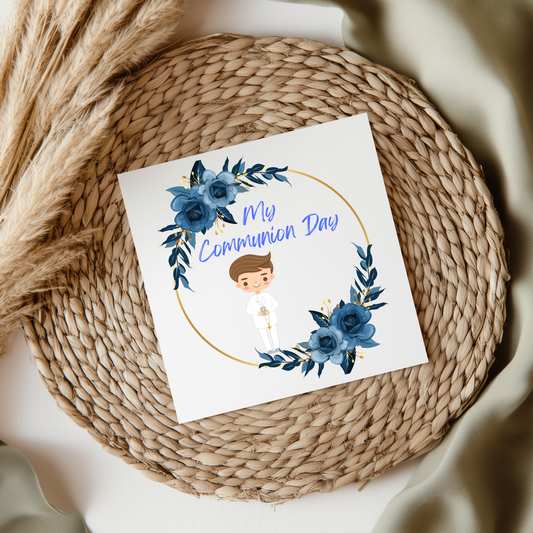 My Communion Day UV DTF Decal Boy-Brown Hair