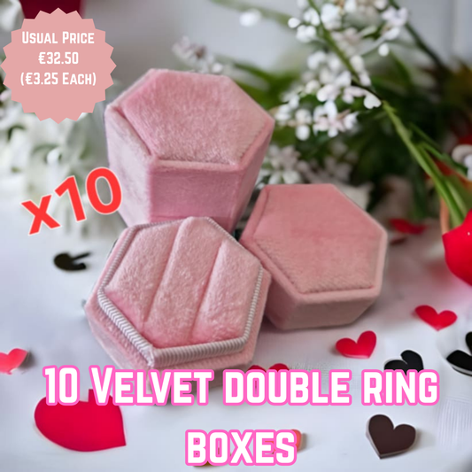 Pink Velvet Double Ring Boxes x10