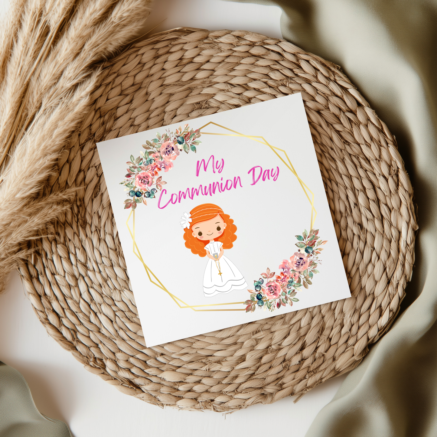 My Communion Day UV DTF Decal Girl - Red Hair
