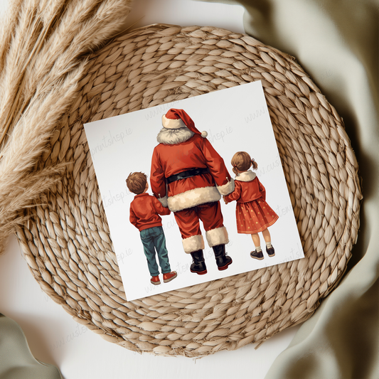 DIGITAL FILE - Christmas Boy & Girl With Santa
