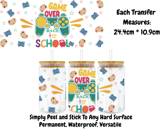 Game Over Back To School - 16oz UV DTF Transfer