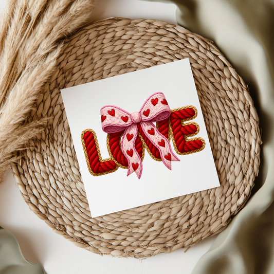 Faux Embroidery Love UV DTF Decal