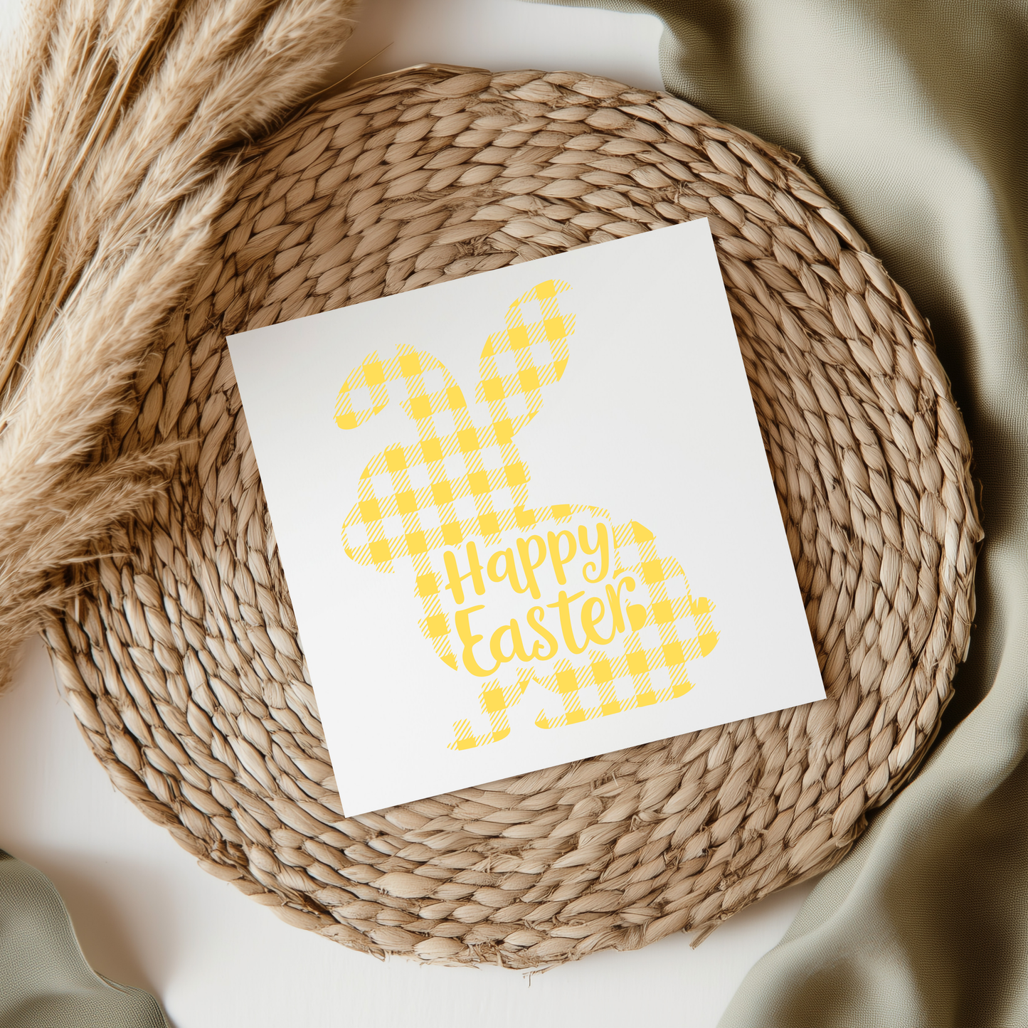 Yellow Happy Easter Bunny UVDTF Transfer