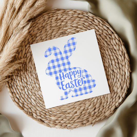 Blue Happy Easter Bunny UVDTF Transfer