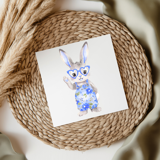 Blue Dungaree Bunny UVDTF Transfer