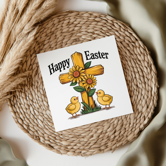 Happy Easter Cross UVDTF Transfer