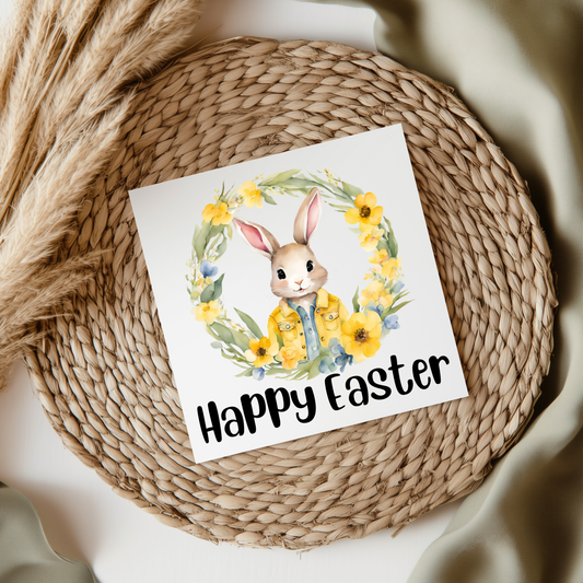 Yellow Floral Happy Easter UVDTF Transfer