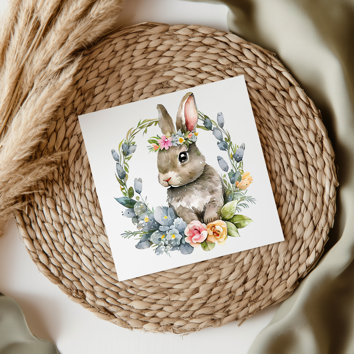 Bunny Floral Wreath UVDTF Transfer