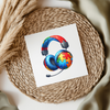 Red Headphones Autism Symbols UV DTF