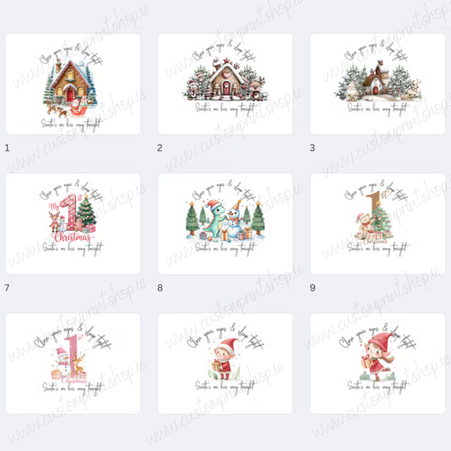 DIGITAL FILE - Sleep Tight Christmas Designs for Pillows, Pyjamas 17 Versions