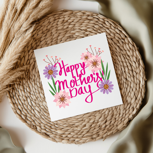 Happy Mothers Day Pink Floral-6cm UVDTF decal
