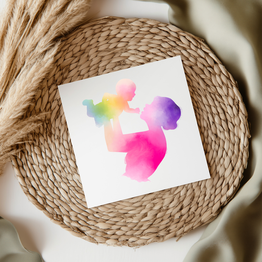 Colourful Mom & Baby UV DTF Decal
