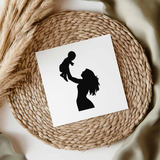 Mom & Baby Silhouette  UV DTF Decal