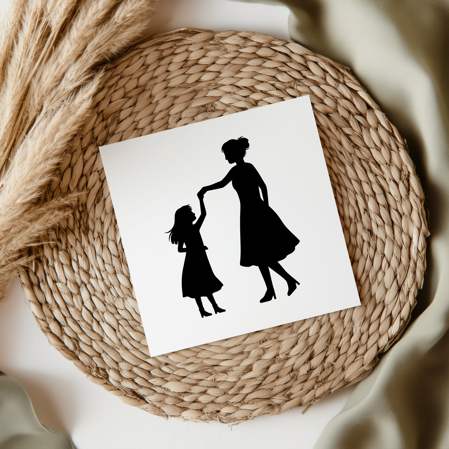 Dancing Woman & Girl Silhouette UV DTF Decal