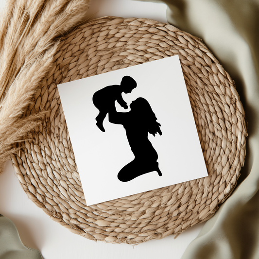 Mom & Boy Silhouette UV DTF Decal