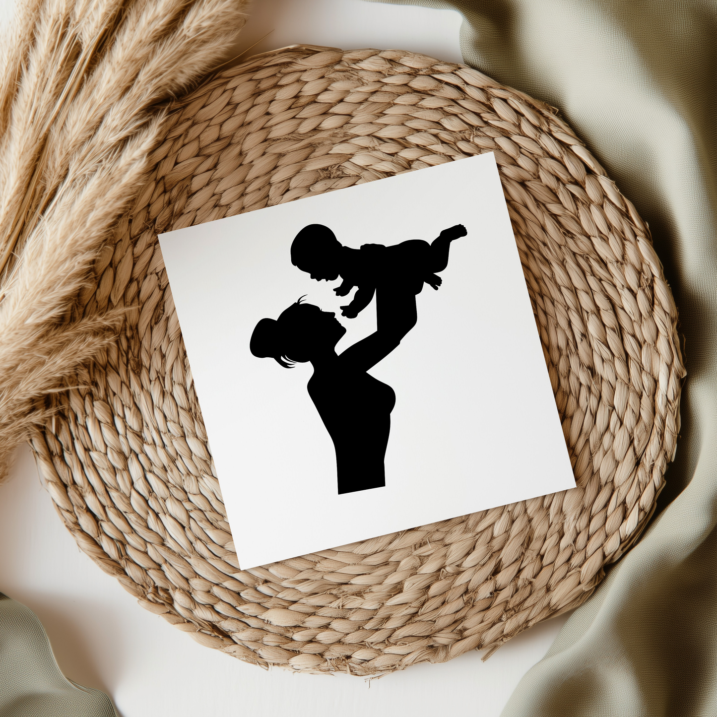 Mom Holding Baby Silhouette UV DTF Decal