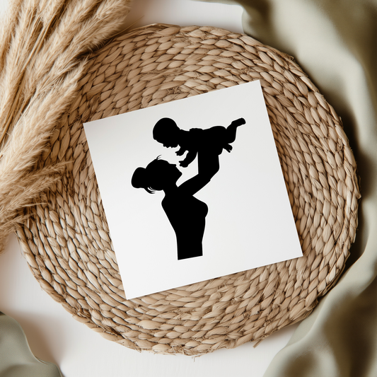 Mom Holding Baby Silhouette UV DTF Decal