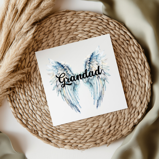 Grandad Memorial Angel Wings UVDTF Transfer