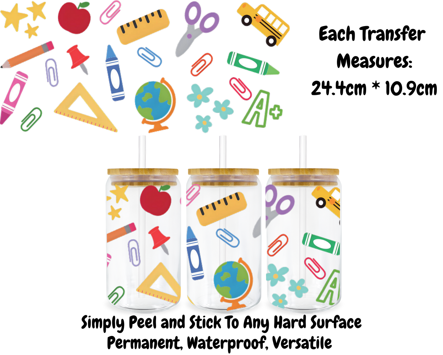 Teacher Symbols - 16oz UV DTF Transfer