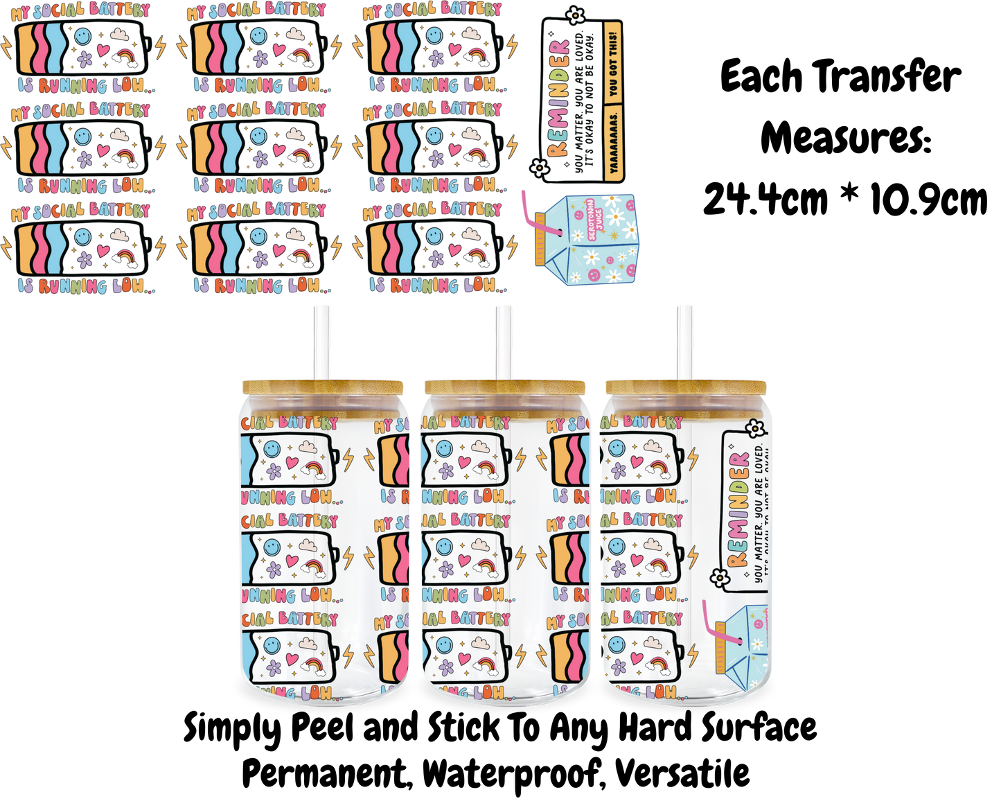 My Social Battery is Running Low - 16oz UV DTF Transfer