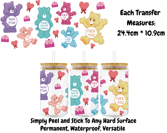 Rude Care Bears - 16oz UV DTF Transfer